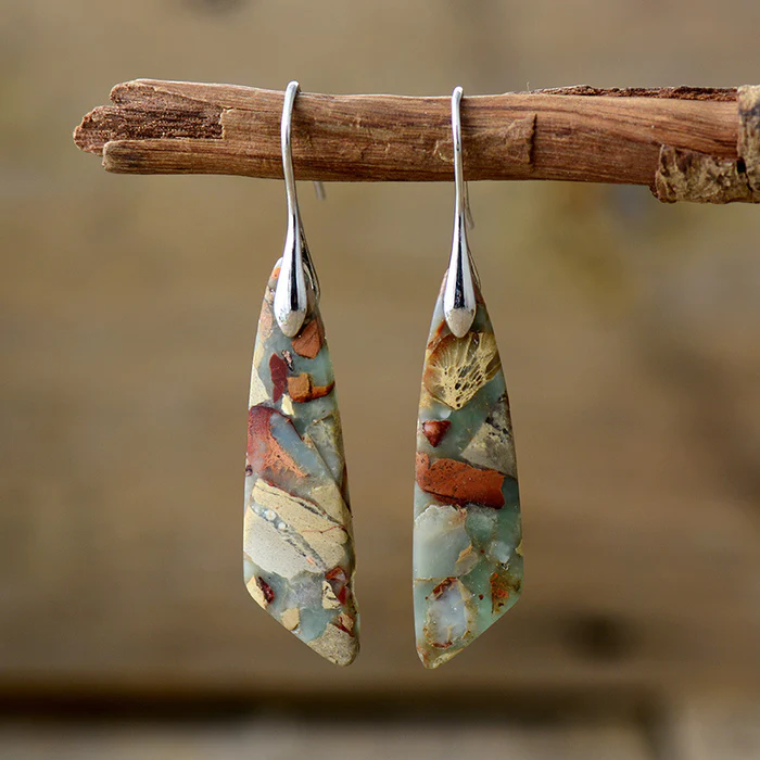 Brincos Vintage com Pedras Naturais