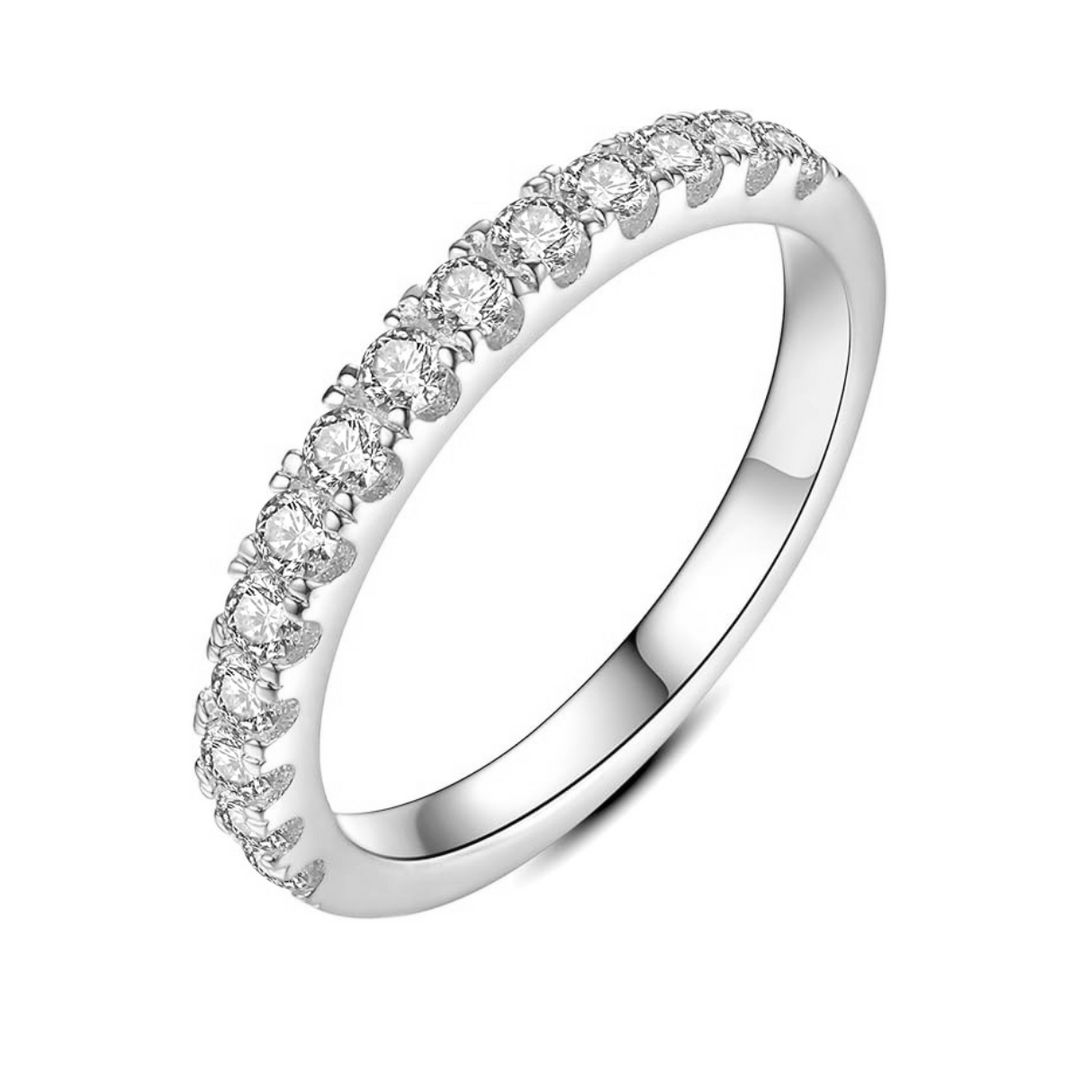 Anel de Moissanita em Ouro Branco 18K