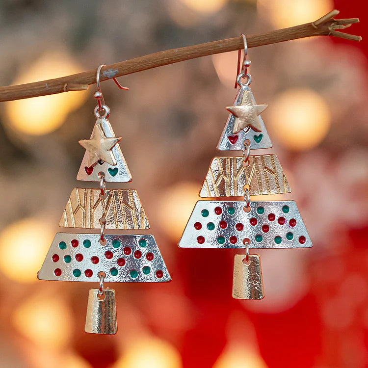 🎄Brincos de árvore de Natal em metal misto