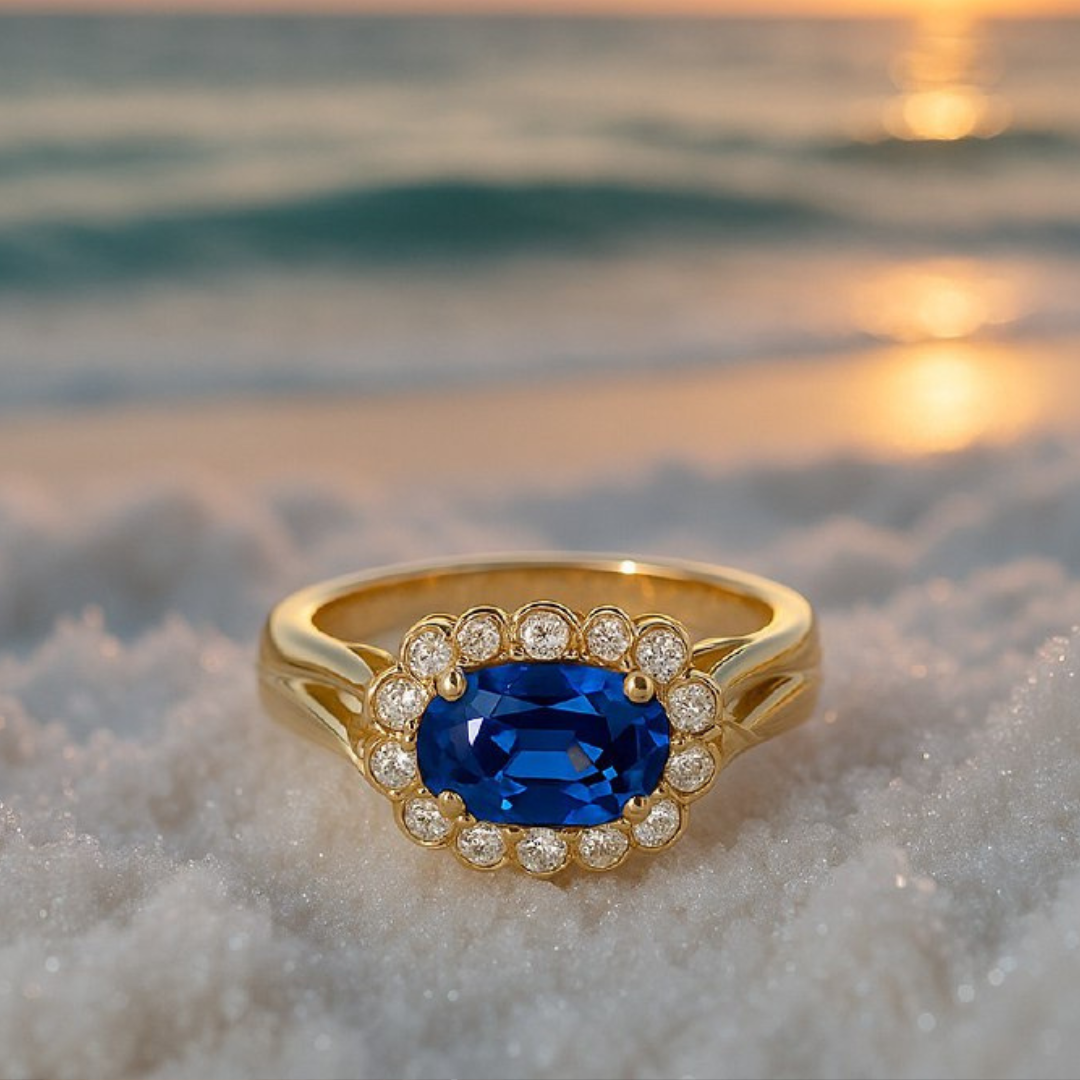 Anel Oceano Dourado | Prata
