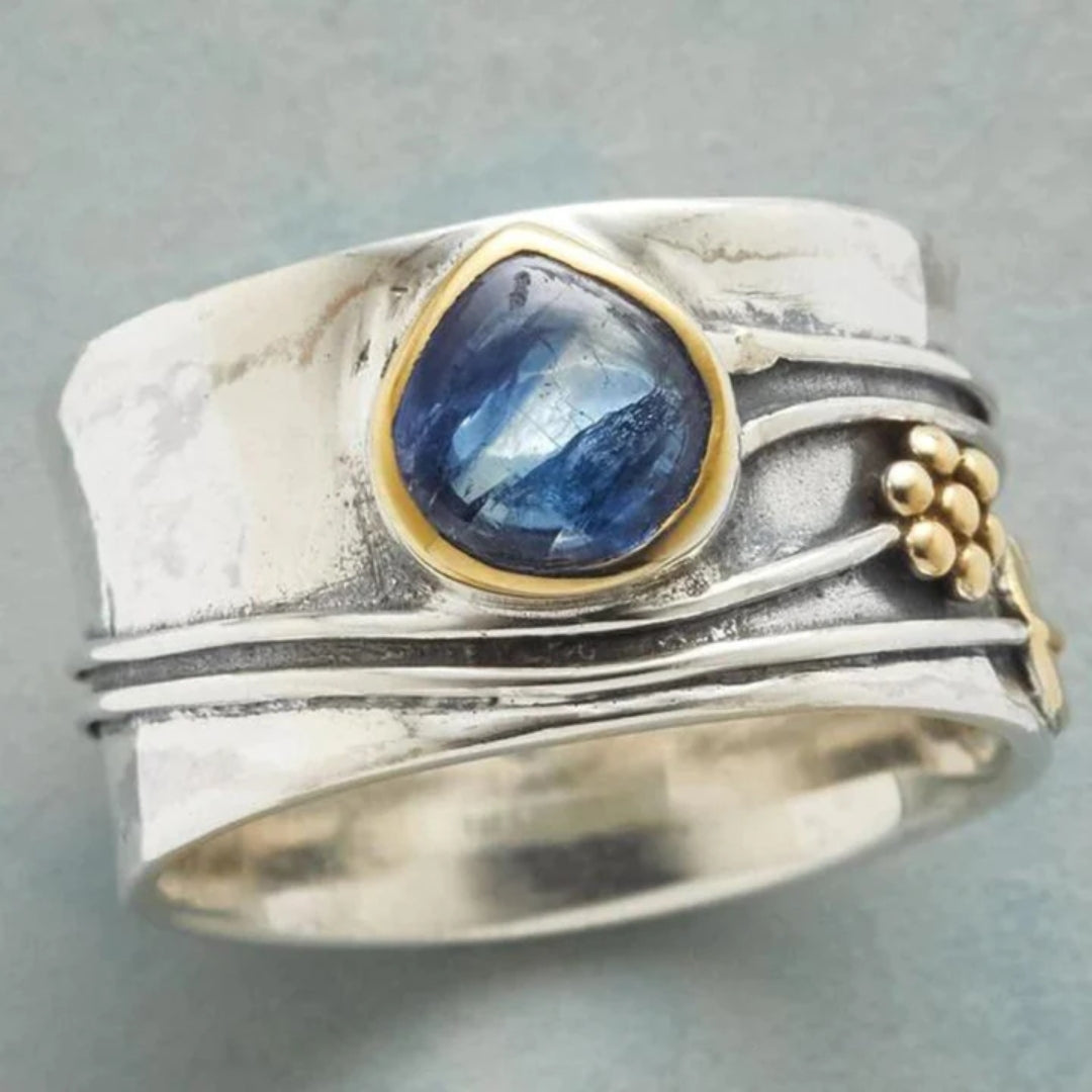 Anel vintage com pedra azul