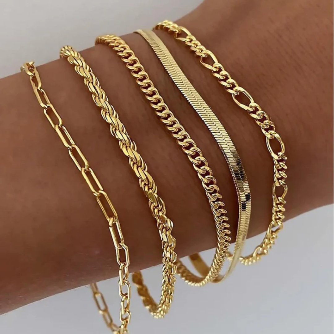 Conjunto de Pulseiras Ellis Renner | Dourado