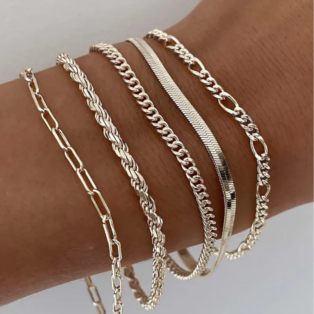Conjunto de Pulseiras Ellis Renner | Ouro Branco