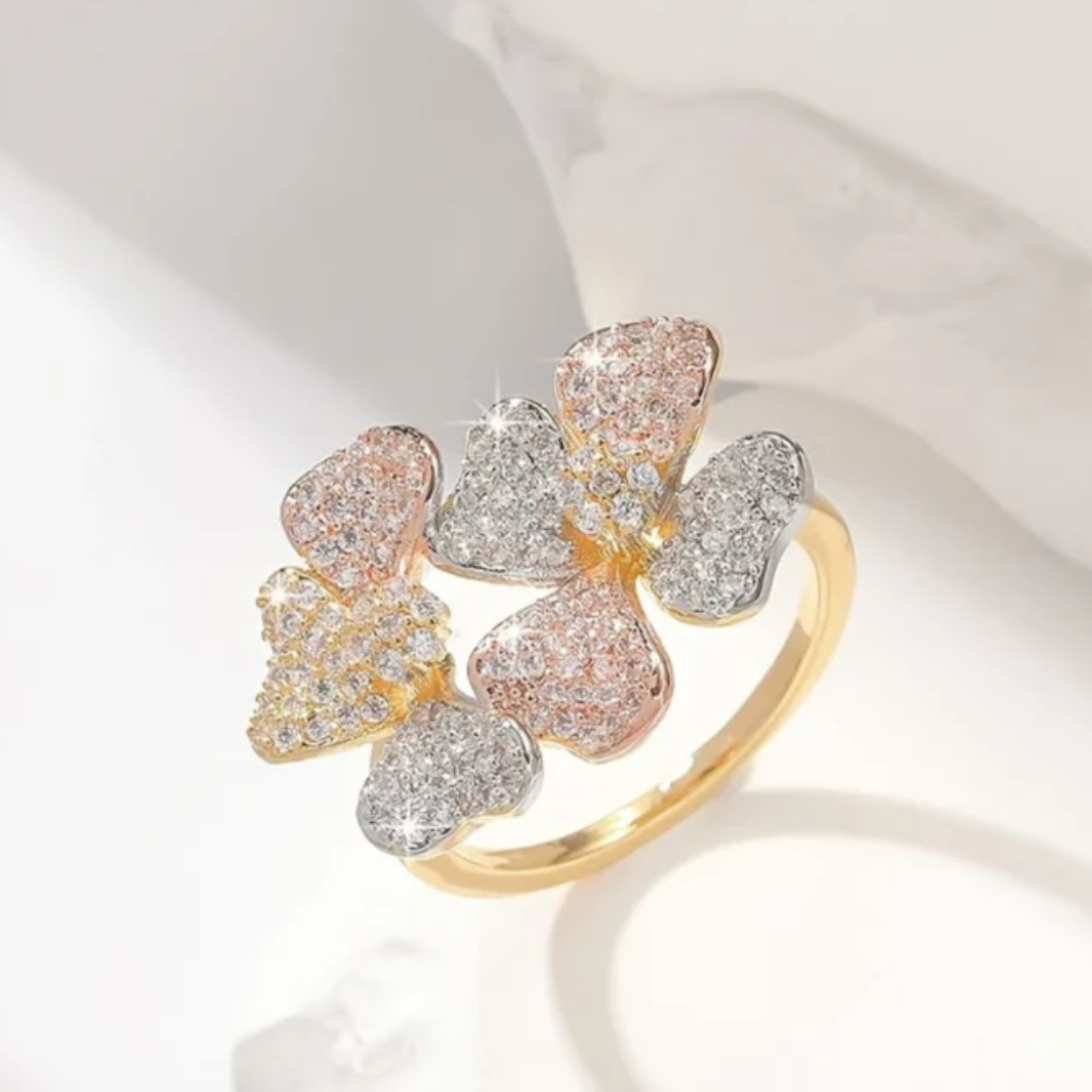 Anel Dourado Brilhante Daisy