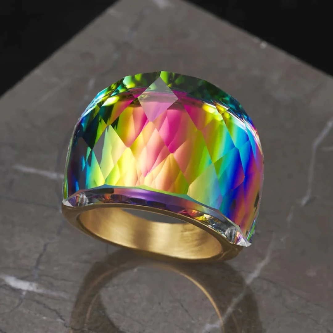 Anel Dourado Cromático Colorido