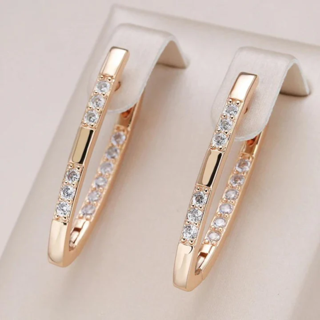 Brincos Elegantes de Zircônia em Ouro