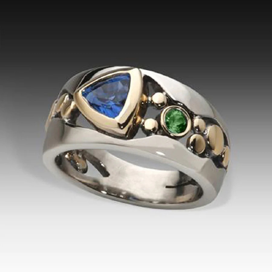 Anel Sienna Vintage com Cristal Azul