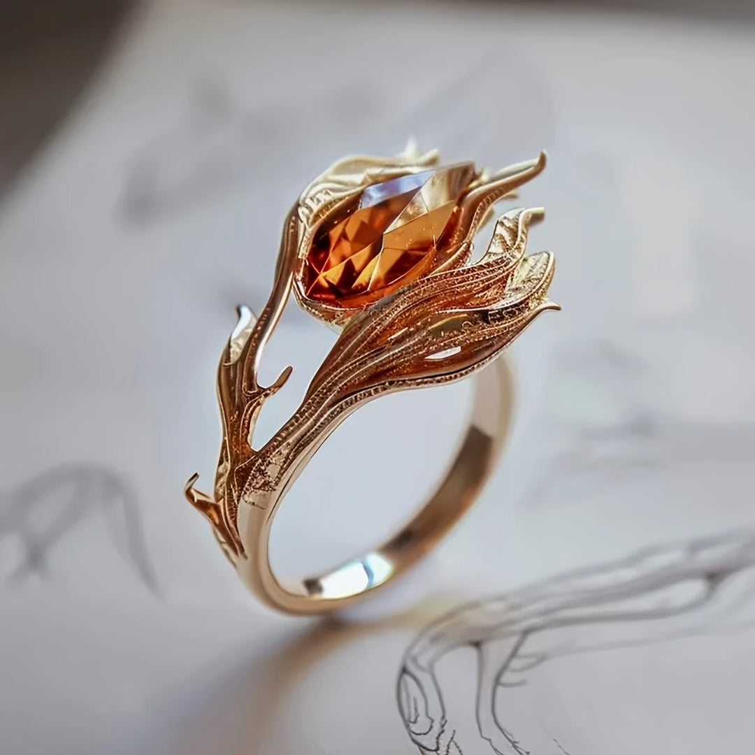 Anel Laranja Cristal