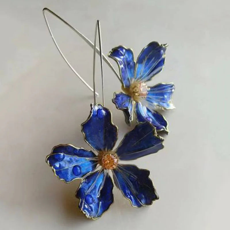 Brincos em Forma de Flor Azul