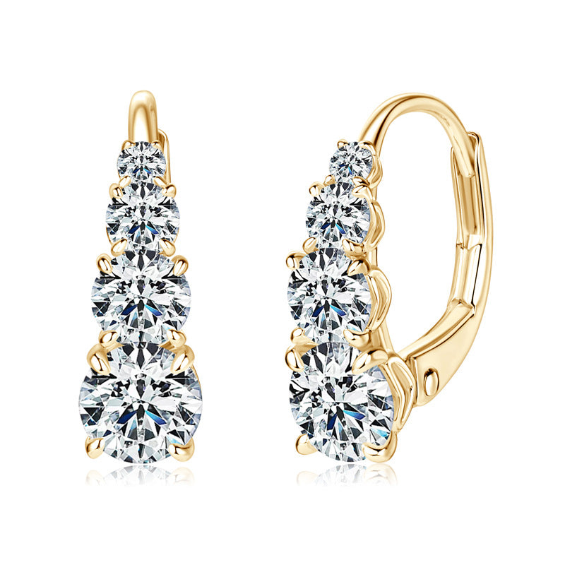 Brincos Carol com Quatro Pedras | Dourado
