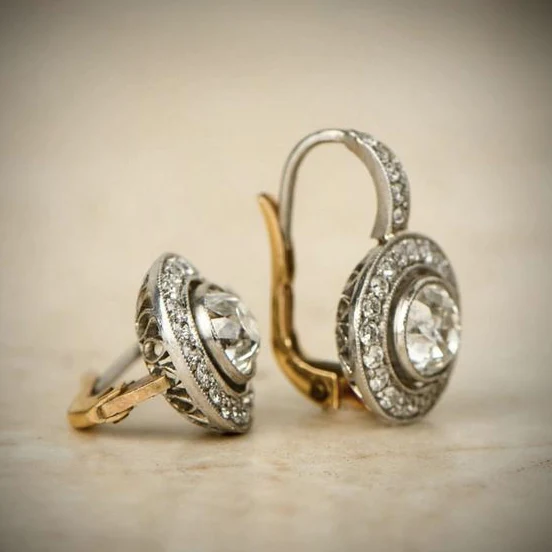 Brincos Vintage de Cristal em Ouro e Prata