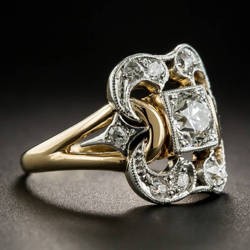 Anel Vintage de Ouro com Zircônia