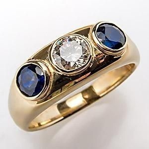 Anel de Ouro com Inlay de Zircônia Azul em Vidro