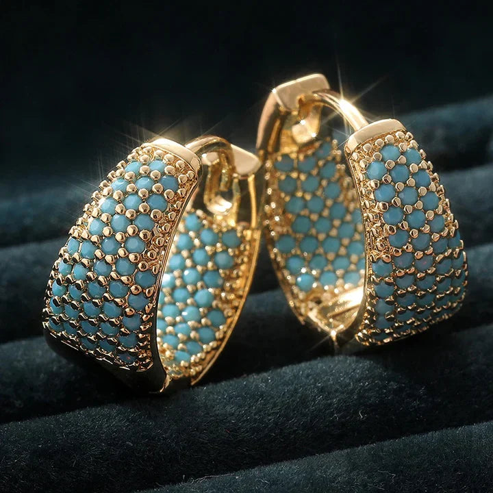 Brincos de Argola com Detalhe em Pedra Azul