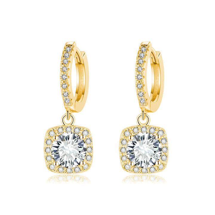 Brincos Pendentes de Moissanite Quadrados | Ouro 16k
