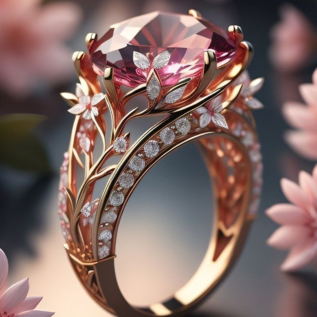 Anel de Flor Rosa Exótica