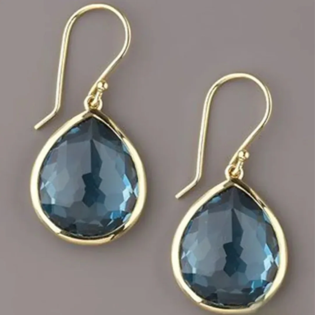 Brincos Vintage de Cristal Azul com Pendente