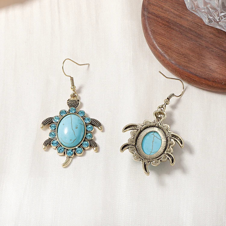 Tartaruga vintage com zircônia turquesa incrustada