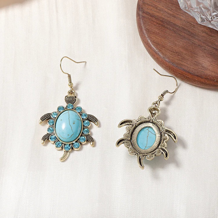 Tartaruga vintage com zircônia turquesa incrustada