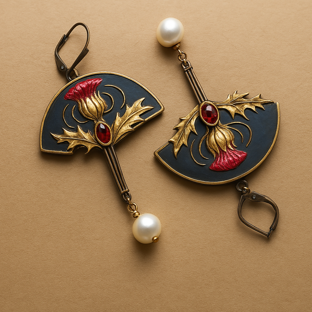 Brincos Boho com Pérolas e Cristal Vermelho