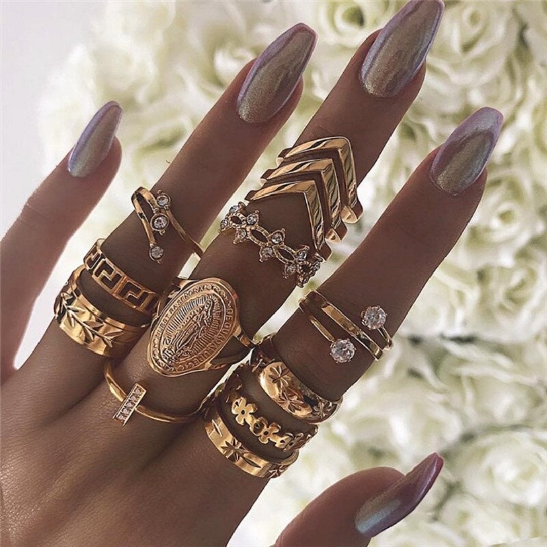 Conjunto Exclusivo de 8 a 12 Anéis Premium