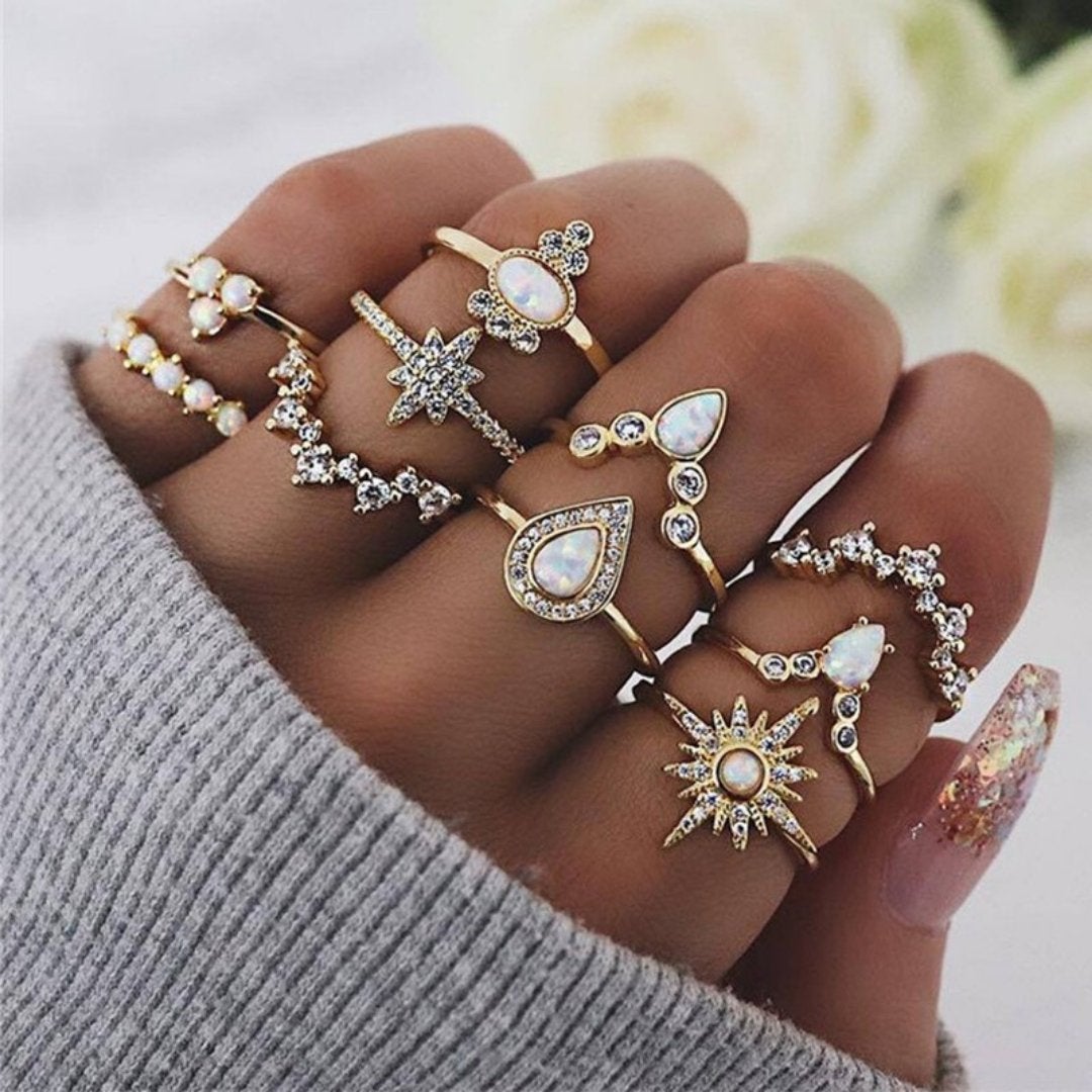 Conjunto Exclusivo de 8 a 12 Anéis Premium