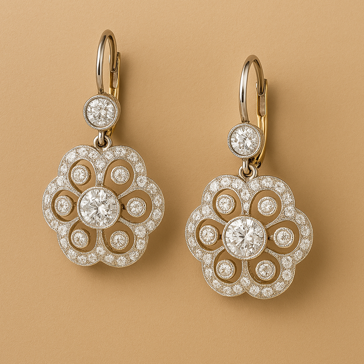Brincos de Mandala de Cristal Vintage