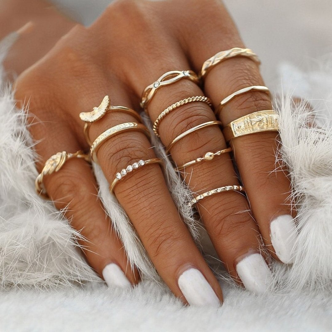 Conjunto Exclusivo de 8 a 12 Anéis Premium