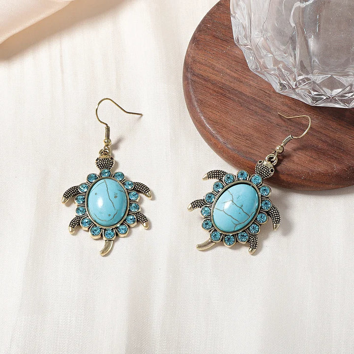 Tartaruga vintage com zircônia turquesa incrustada