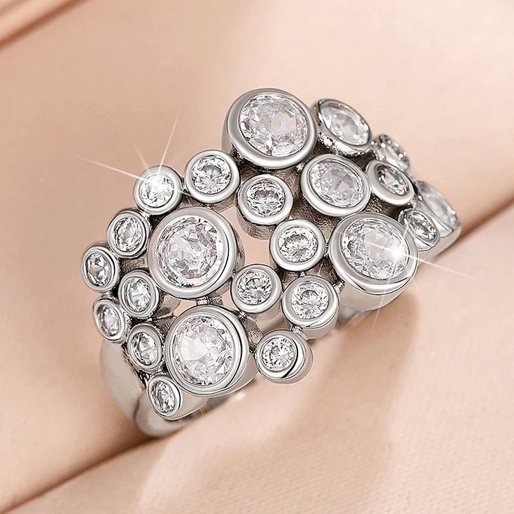 Anel vintage irregular com céu estrelado para mulheres