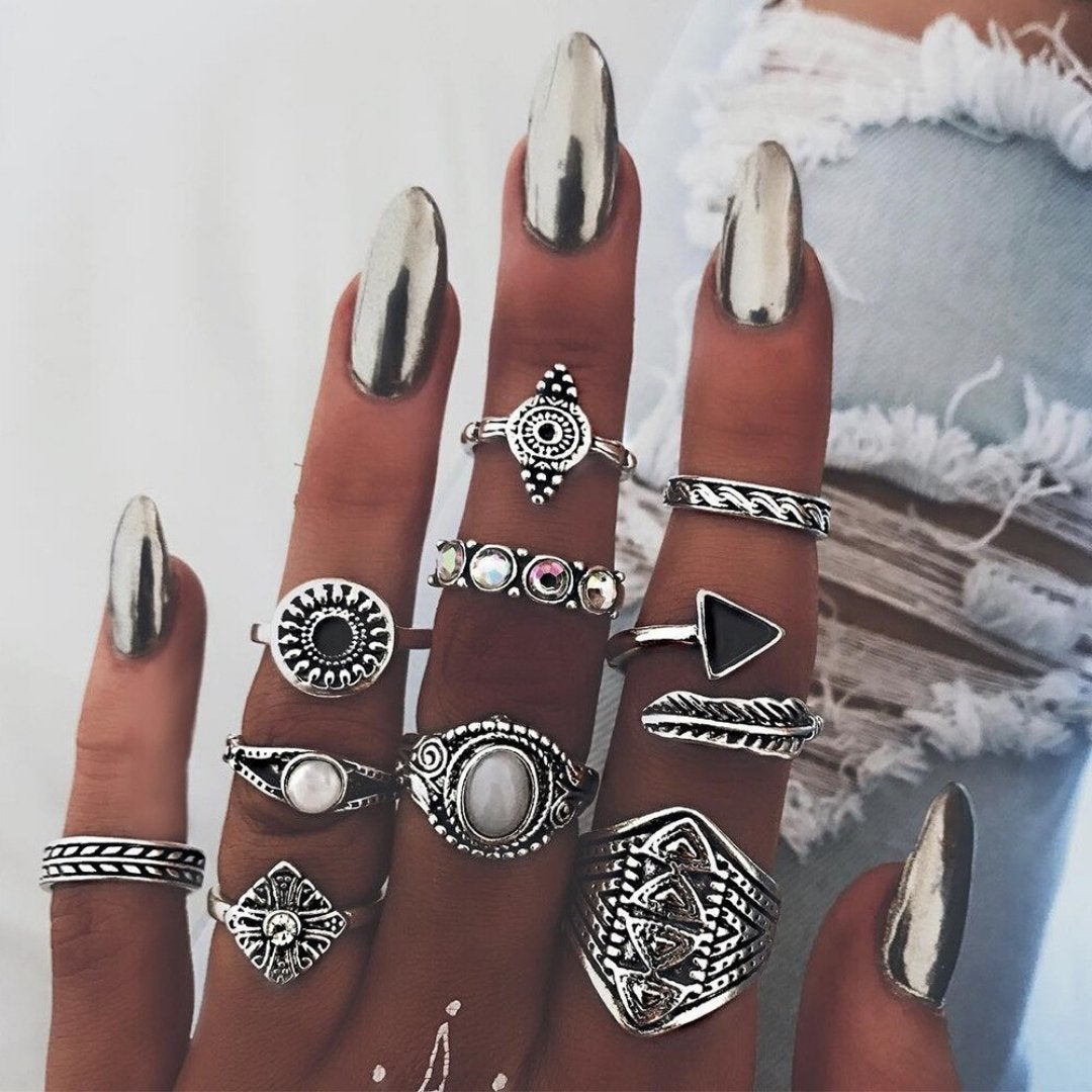 Conjunto Exclusivo de 8 a 12 Anéis Premium