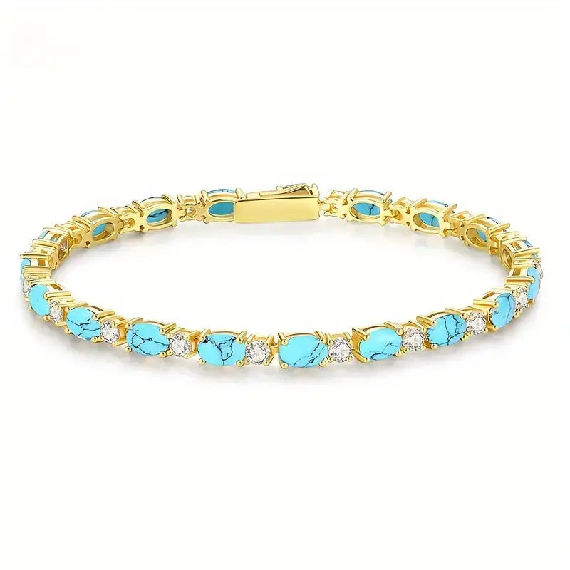 Pulseira de Pedra Turquesa Natural