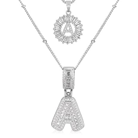 Conjunto de colar com letra inicial pavê