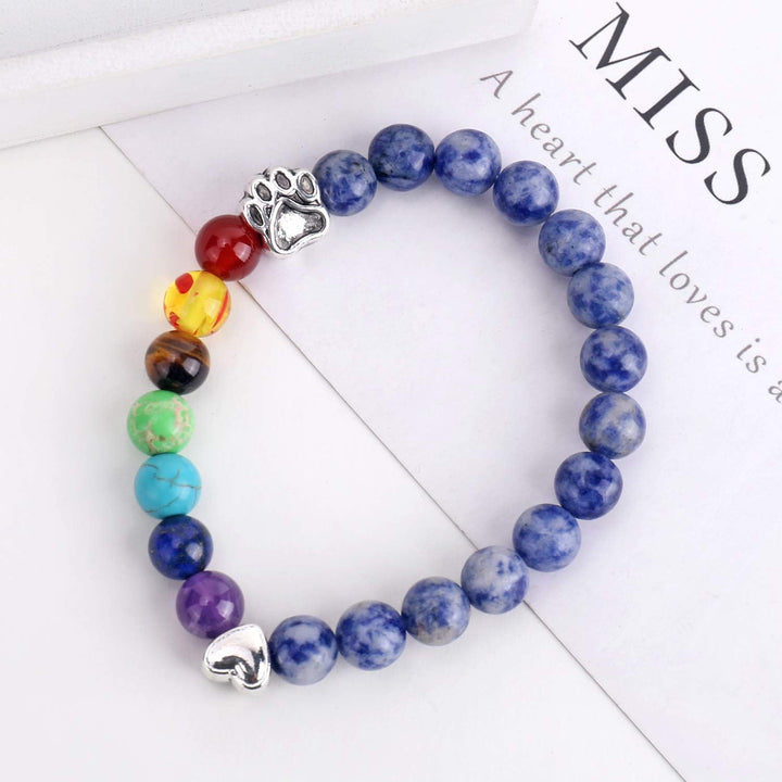 Pulseira Memorial Arco-Íris – Presente com 7 Contas de Chakra em Homenagem à Perda de um Animal de Estimação