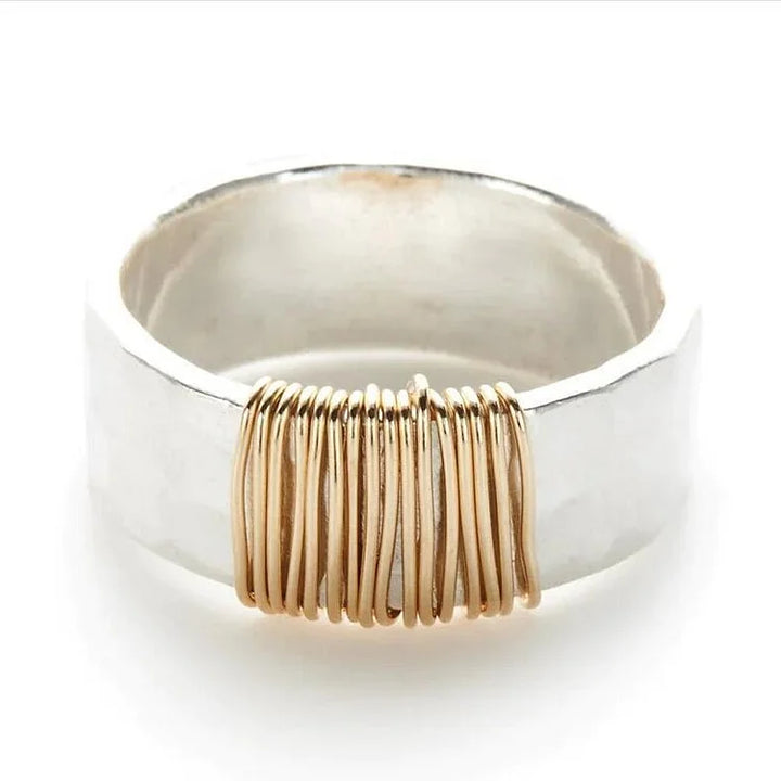 Anel de prata vintage Golden Threads