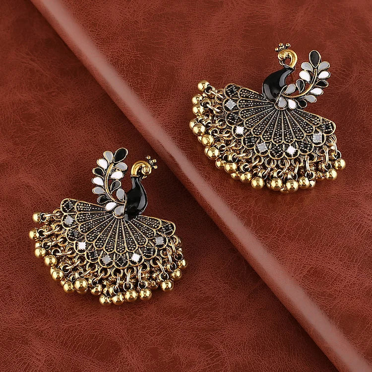 Brincos de pavão vintage de Bollywood