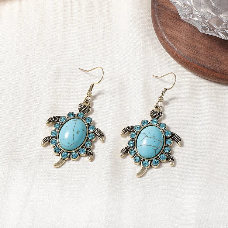 Tartaruga vintage com zircônia turquesa incrustada