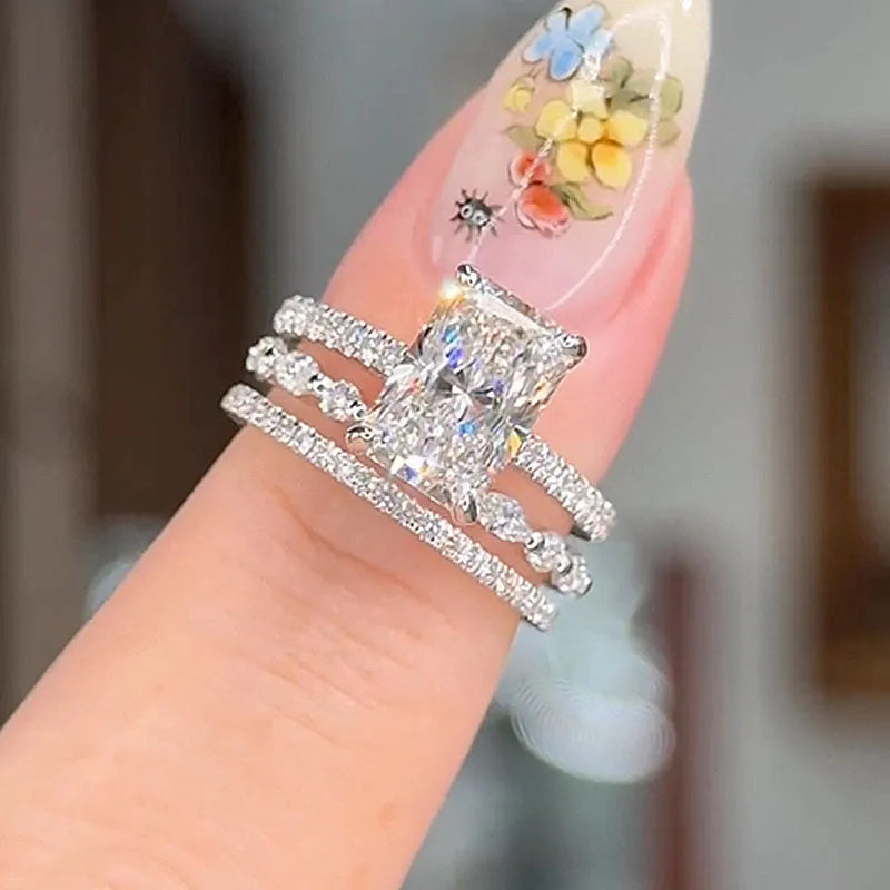 Conjunto de Anéis de Casamento Jaily 3PC