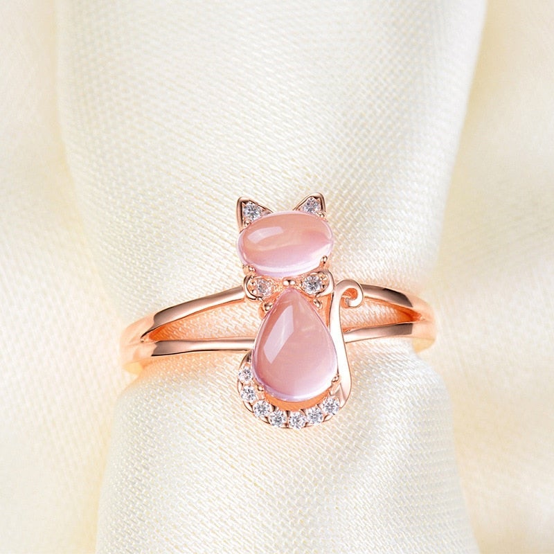 Anel de Gato em Ouro Rosa