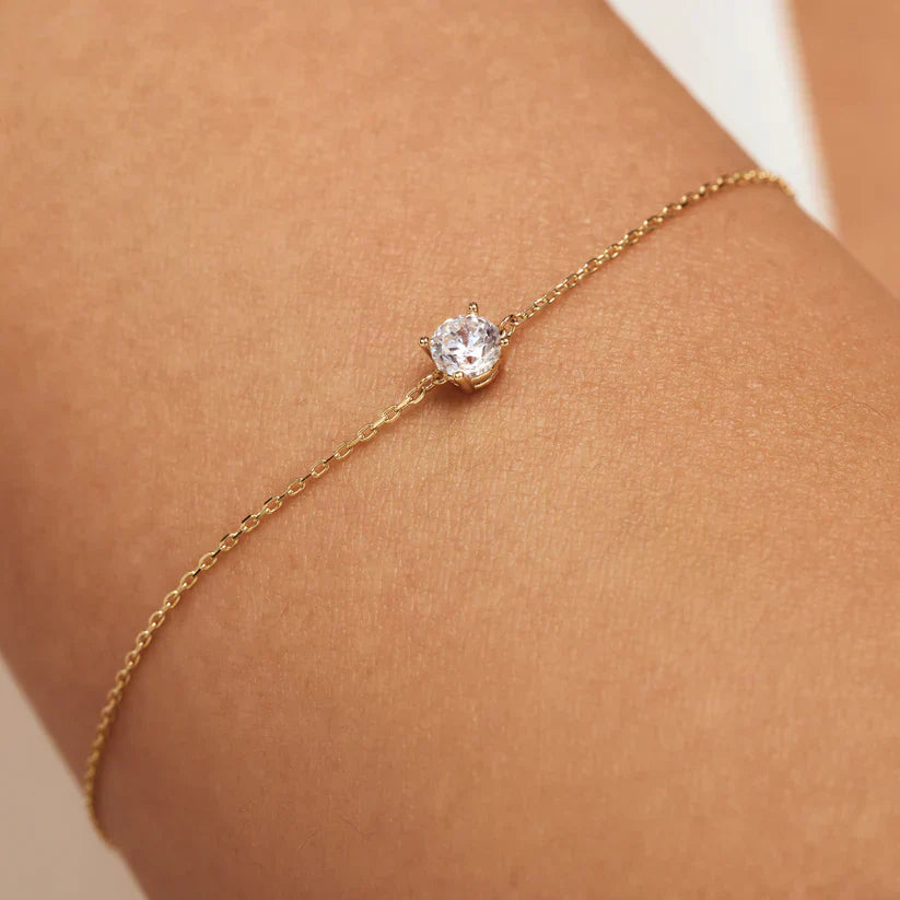 Pulseira com Pedra de Moissanita Cléa | Dourado