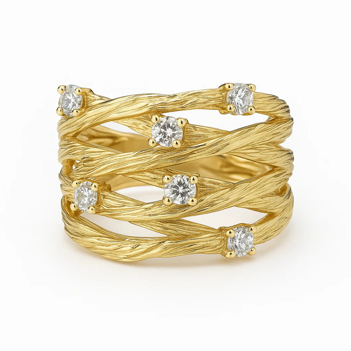 Anel Vintage Dourado Sofisticado