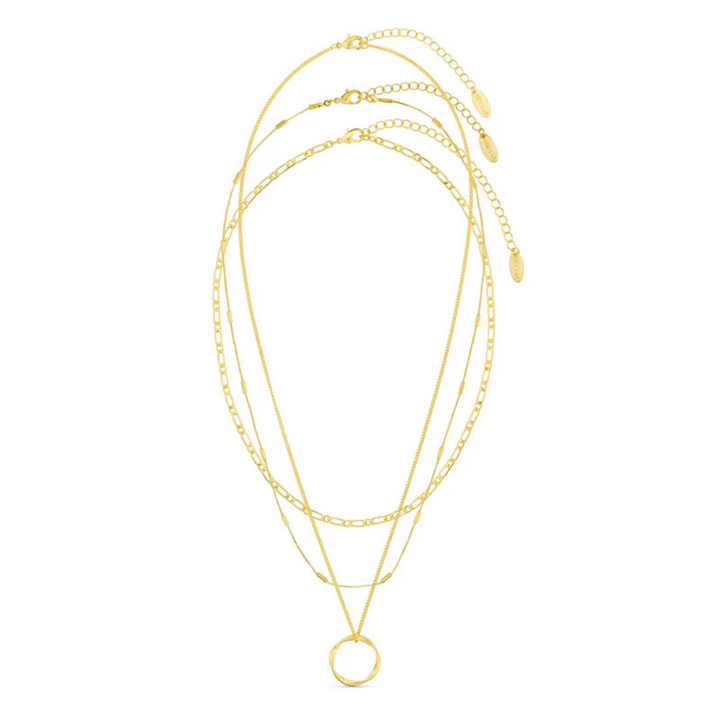 Colar Dourado Triplo com Círculo Aberto