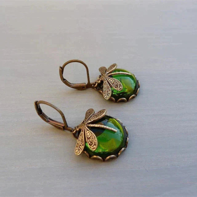 Brincos de Libélula em Ouro Vintage