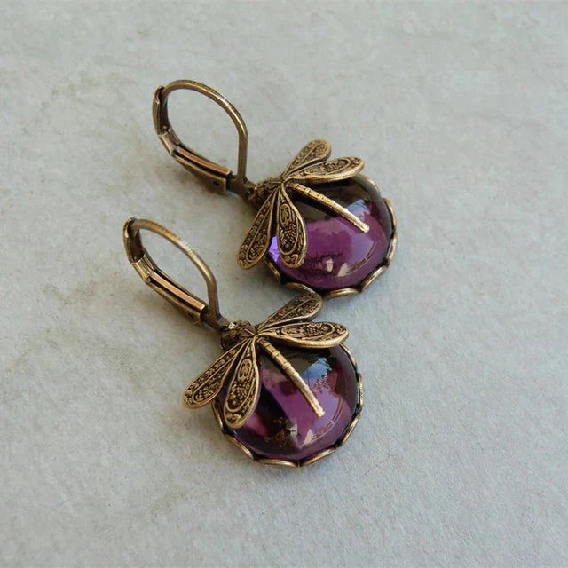 Brincos de Libélula em Ouro Vintage