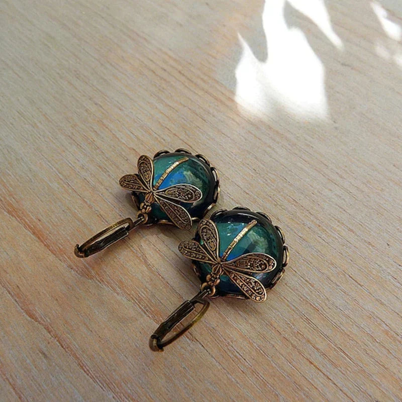 Brincos de Libélula em Ouro Vintage