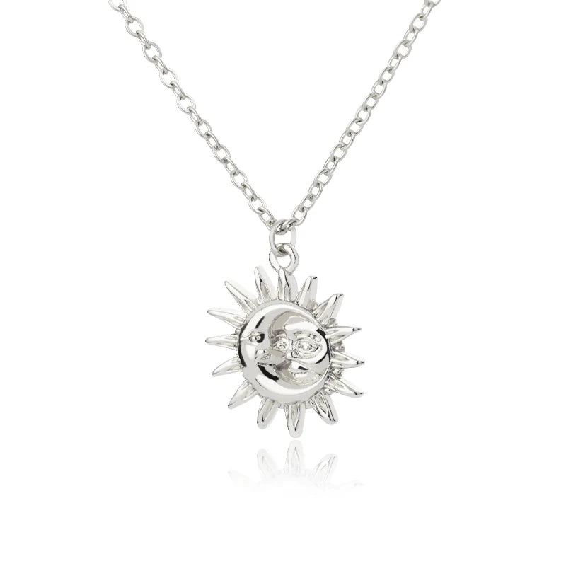 Colar com Pendente de Sol em Metal Dourado Elegante para Mulheres - Design Clássico de Lua, Perfeito para Casamentos, Férias e Festas - Presente de Joias Ideal