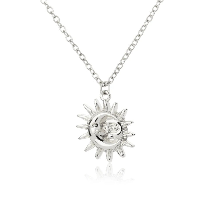Colar com Pendente de Sol em Metal Dourado Elegante para Mulheres - Design Clássico de Lua, Perfeito para Casamentos, Férias e Festas - Presente de Joias Ideal