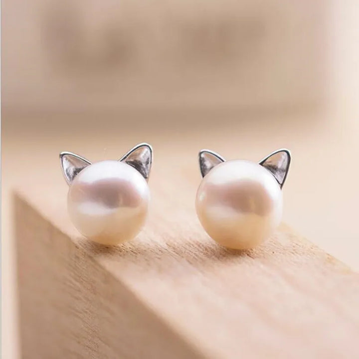 Brincos de Pérola de Gato em Prata 925