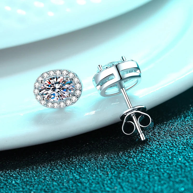 Smyoue 0.5CT 1CT 2CT 3CT GRA Certified Moissanite Stud Earrings for Women Bride Classic Wedding Jewelry 100% 925 Sterling Silver