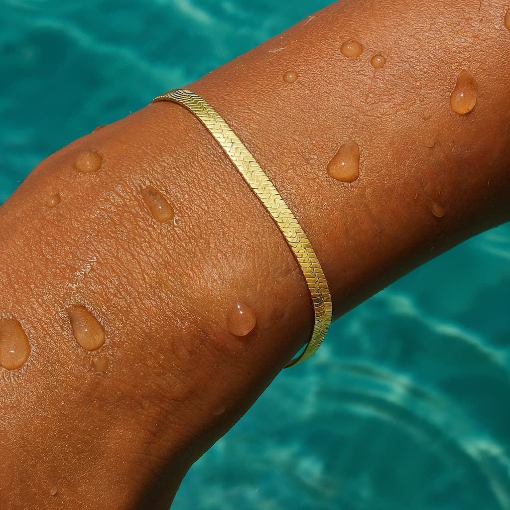 "BRACELETE EM PONTO DE PEIXE" SANTORINI
